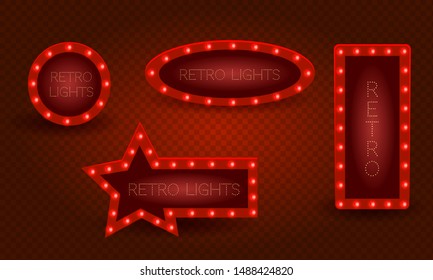 Banners in vintage style. Frames with shining lights. Vector illustration eps 10.