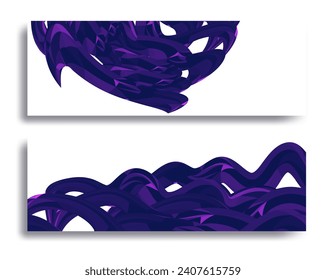 Banner mit violett abstrakten dynamischen Formen, Vektorhintergrund
