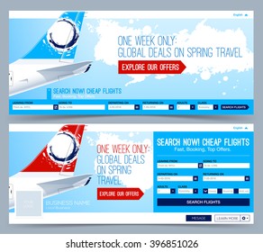 Banners or website cover for booking tickets online, search flights.