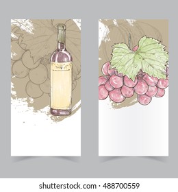 Banners of wine . hand drawn illustrations