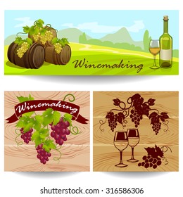 banners with winemaking. vector illustration