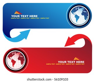 Banners with world map and arrow