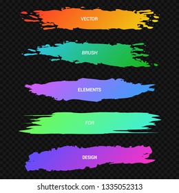 Banners,headers,collection of colorful paint stains on a black, neon marker. Vector set of elements graffiti style, holographic paint. Brushes, borders,stroke of the ink.-Vector