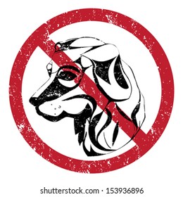 Banning stamp, illustration of the forbidden access with dogs 