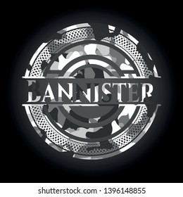 Bannister on grey camouflage texture