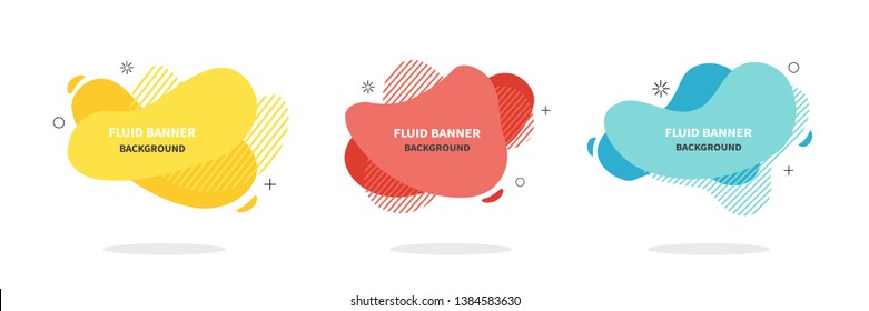 Bannners set. Modern Vector design. Flat geometric liquid shapes. Modern banner template for logo, flyer, presentation design. Yellow, red, blue colors