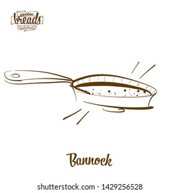 Bannock bread vector drawing. Food sketch of Flatbread, usually known in United Kingdom, Scotland. Bakery illustration series.