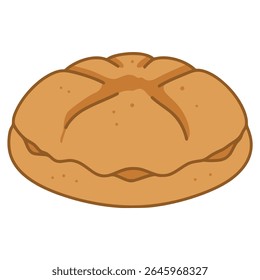 Bannock canada traditional bread food snack flat color vector illustration template design