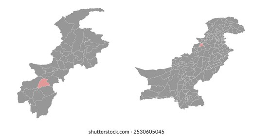Mapa do distrito de Bannu, divisão administrativa do Paquistão. Ilustração vetorial.