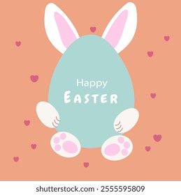  banny easter ears egg blue, heart pink, rabbit happy
