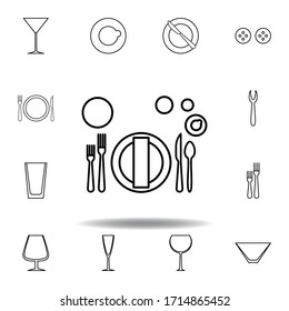 Banquet or Brunch, table etiquette icon. Set can be used for web, logo, mobile app, UI, UX on white background