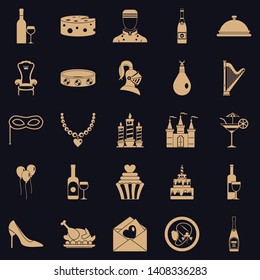 Banquet hall icons set. Simple set of 25 banquet hall vector icons for web for any design