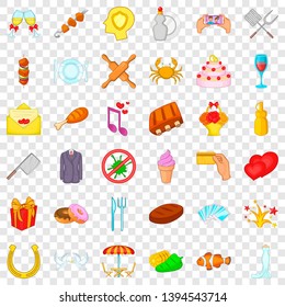 Banquet icons set. Cartoon style of 36 banquet vector icons for web for any design