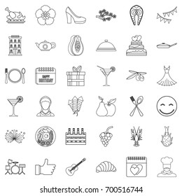 Banquet icons set. Outline style of 36 banquet vector icons for web isolated on white background