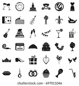 Banquet icons set. Simple style of 36 banquet vector icons for web isolated on white background