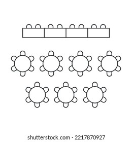 Planta de banquetes. Icono de línea de esquema interior. Ilustración del vector