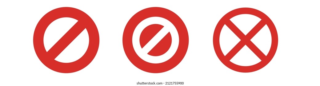 Bans and regulations. A set of stop sign and cross mark icons. Vectors.