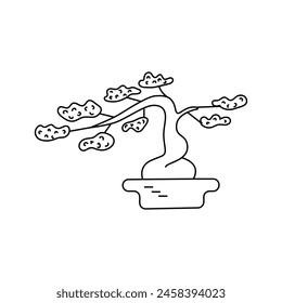 Bansai tree in doodle style. Vector illustration. Isolated on white background