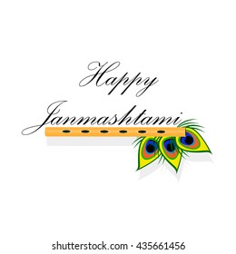 Bansuri Peacock Feather Janmashtami Style Cartoon Stock Vector (Royalty ...