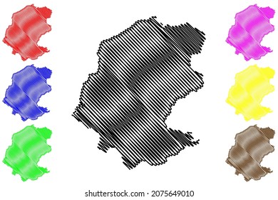 Banswara district (Rajasthan State, Republic of India) map vector illustration, scribble sketch Banswara map