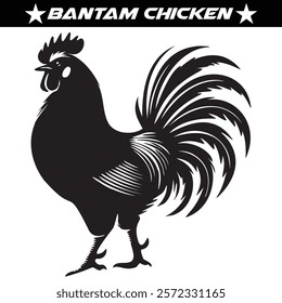 Bantam Chicken Silhouette  Vector Illustration