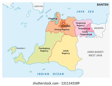 Banten administrative and political vector map, Indonesia administrative and political vector map, Indonesia svg