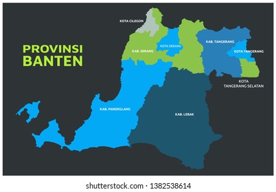 Banten Province (Provinsi Banten) administrative editable color vector