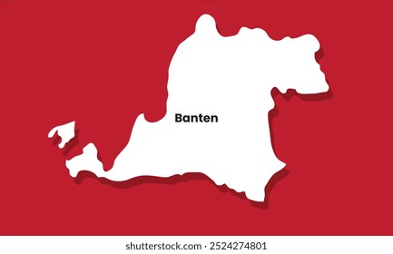 Banten silhouette map with red background