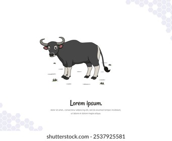 Banteng Cartoon  vector art for wall decoration landscape. vector illustration simple image. collection of Animal cartoon illustrations. for room decoration, events, etc