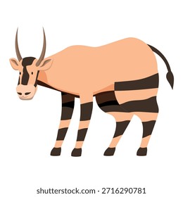 Banteng parado e olhando para a frente, ilustração de desenho animado da fauna selvagem