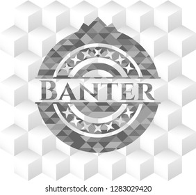Banter grey emblem with geometric cube white background