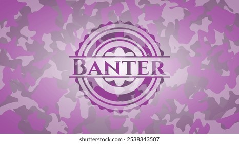 Banter rosa escrito en una textura de camuflaje. Ilustración vectorial. Detallado. 