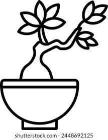 banyan tree bonsai icon vector illustration