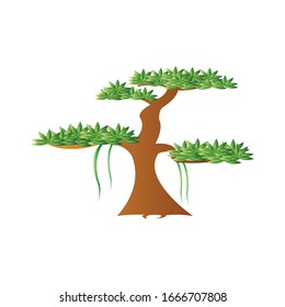 Banyan tree color illustration of vector design