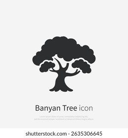 Silhueta de ícone Banyan Tree. Logotipo Banyan Tree isolado. Ilustração vetorial.