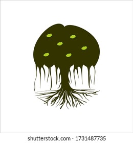 Banyan tree icon vector illustration, isolated on white background.