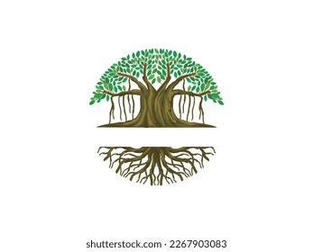 Banyan tree logo with circle shaped svg