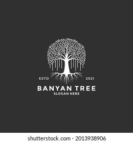 banyan tree logo design idea vintage style