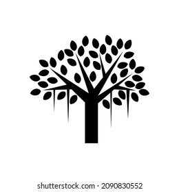Banyan tree logo design template. tree silhouette vector isolated on white background.