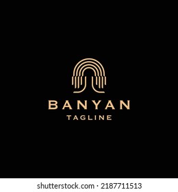 Banyan tree logo icon design template flat vector illustration svg