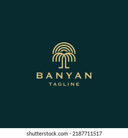 Banyan tree logo icon design template flat vector illustration
