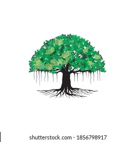 Banyan tree logo vector illustration isolated on white