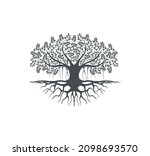 banyan tree silhouette in black color. vector image isolated