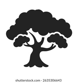 Banyan Tree silhouette logo. Black Banyan Tree icon isolated on white background. Vector illustration.