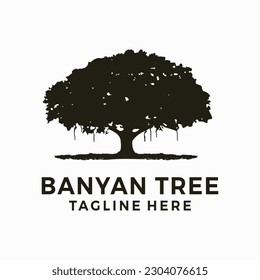 banyan tree simple vector template svg