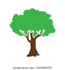 banyan tree vector icon with dense leaves