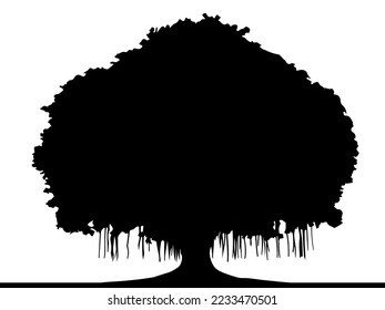 Banyan tree vector silhouette, Tree of life