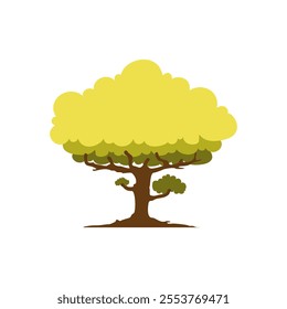 Banyan tree with yellow leaf illustration design vector