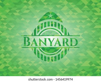 Banyard realistic green mosaic emblem. Vector Illustration. Detailed.