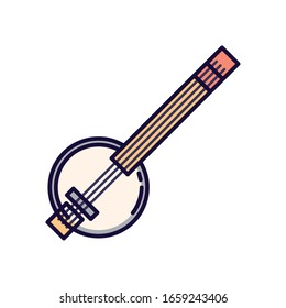 banyo instrument fill style icon design, Music sound melody song musical art and composition theme Vector illustration